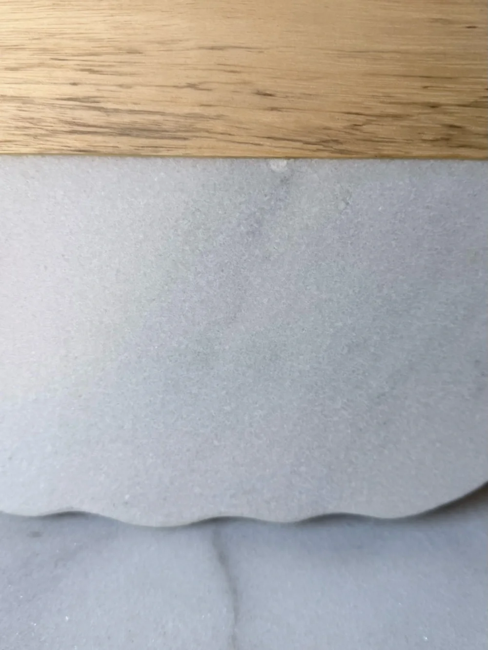 Pumpkin-Shaped Wood & Marble Serving Board - Light Wood and Pale gray